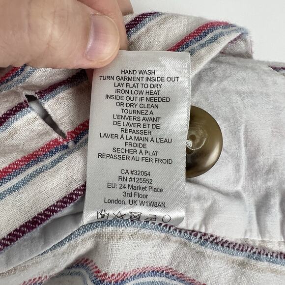 Anthropologie Dolan Women’s Size Medium Double Breast Anna Blazer Linen Striped - Picture 10 of 10